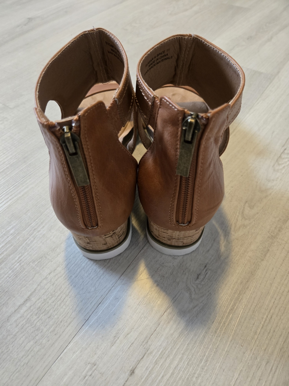 Corkys Cognac Brown Open-Toe Ankle Cuff Sandals - Picture 4 of 5